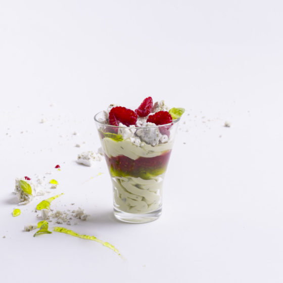 verrine framboise menthe panacotta